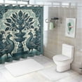 thumbnail image 6 of GOSMITH Peacock Mascot Animal Totem Victorian Flowers Lucky Teal Blue Shower Curtain Multiple Sizes for Bathroom Decoration White, 6 of 6
