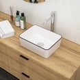 thumbnail image 2 of Modern Bathroom Vanity 16x12 Inch White Ceramic Rectangular Vessel Bathroom Sink,Wooden Bathroom Vanity, 2 of 10