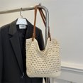 thumbnail image 4 of Bolso tejido de algodón para otoño e invierno 2025, nuevo bolso de hombro de gran capacidad para mujer, diseño de nicho, bolso de mano hueco, 4 of 5
