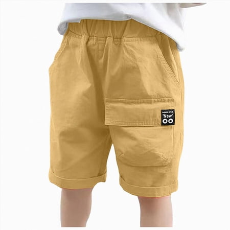 Gubotare Boys Uniform Shorts Boys Cargo Shorts Outdoor Quick Dry Hiking Shorts Lightweight Athletic Short with Zipper Pockets 6T 7T (Yellow 6-7 Years)