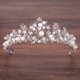 thumbnail image 1 of Corona de novia ENTASSER hecha a mano con perlas y ramas de plata Tocado Diadema Accesorios para el cabello, 1 of 5