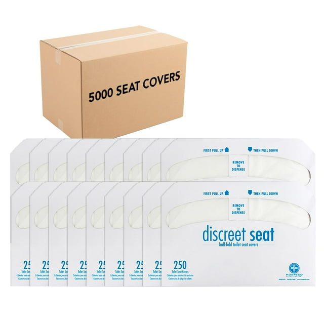 Fundas para asiento de inodoro Hospeco Discreet Seat, dobladas hasta la mitad, blancas