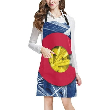 ASHLEIGH Colorado Flag Aprons Professional Kitchen Chef Bib Apron with Pockets Adjustable Neck Strap