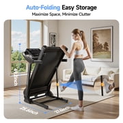 YPOO Folding Exercise Treadmill for Home Use, Walking Pad with Incline, 8 mph Running, Auto Fold, Compact, 300 lb Capacity for Small Spaces