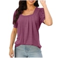 thumbnail image 2 of Womens Tops Loose And Comfortable Leisure Time Short Sleeve Fashion Tops Fold T-shirt, 2 of 5
