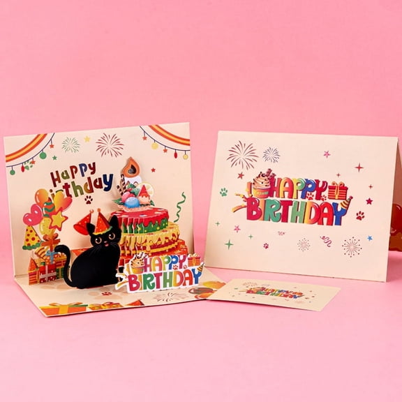 PTSPLLMY 3D Pop Up Birthday Cards,Happy Birthday Card Lights Music Sound Fireworks Cake Postcards Pop Up Greeting Cards Best for Mom,Wife,Sister, Boy,Girl,Friends