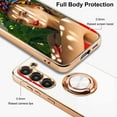 thumbnail image 5 of for Samsung Galaxy S23 Case with 1 Screen Protector, Built-in 360° Rotation Ring Holder Magnetic Stand, Luxury Shiny Plating Edge Shockproof Electroplated Protective Phone Cover (White/Golden), 5 of 14
