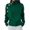 thumbnail image 2 of Womens Turtleneck Dressy Sweater Fall 2026 Button Long Sleeve Pullover Sweaters - Cozy Ribbed Knit, Loose Fit Green XS, 2 of 3