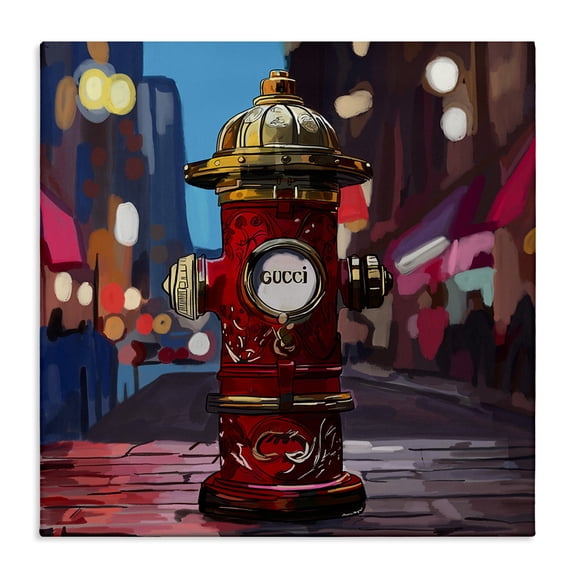 Stupell Industries Contemporary Vivid Glam Hydrant Canvas Art, 24 x 24, by Amelia Noyes