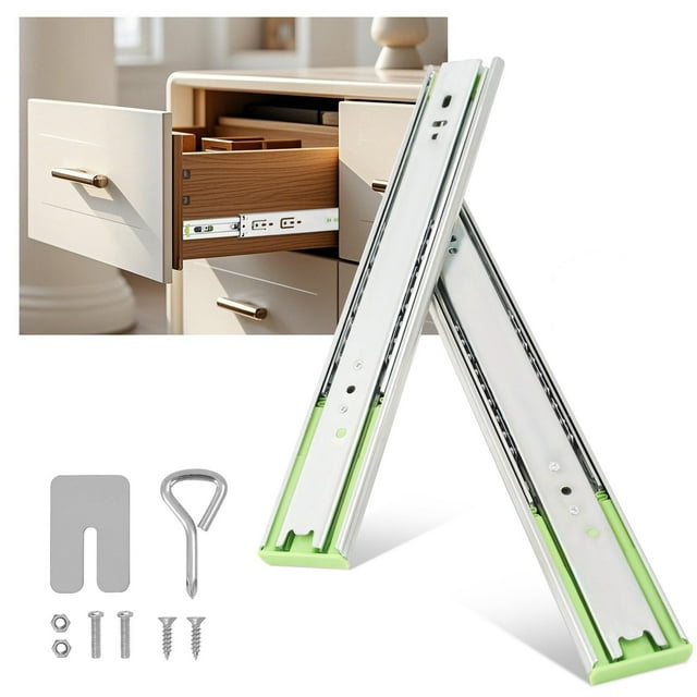 Yiwa Full Extension Drawer Slides, 5/10 Pair Ball Bearing Side Mount Rails, 45Kg Capacity, Heavy Duty Alloy Steel, 600MM, No Lock