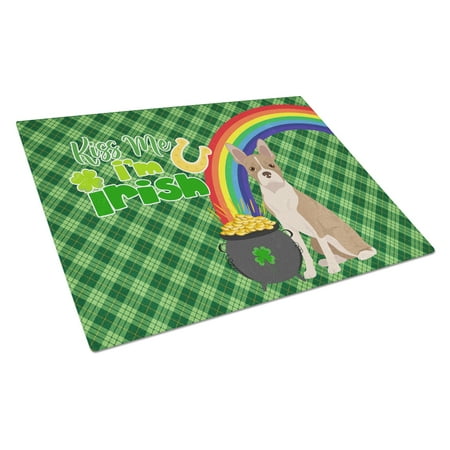 

Fawn Boston Terrier St. Patrick s Day Glass Cutting Board Large 12 in x 15 in