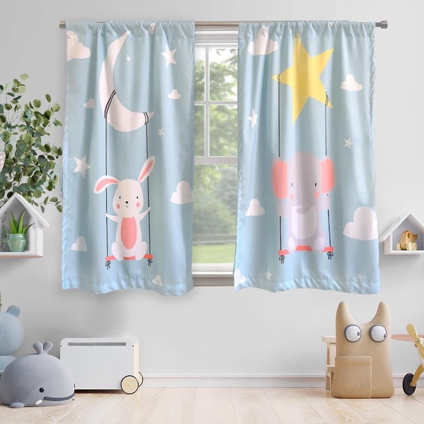 Béla Home Cortinas Infantiles niño niña 1.30 Alto X 2m Ancho (Columpio Azul)