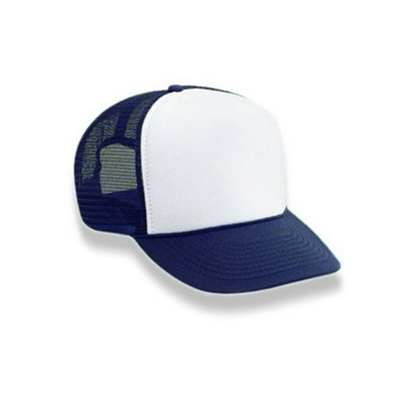 Retro Foam & Mesh Trucker Baseball Hat,Navy Blue/ White