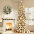thumbnail image 2 of Garvee 12ft Pencil Artificial Christmas Tree with LED Lights, Mixed PVC Flocked, Slim Prelit Tree, Easy Assembly, Indoor Outdoor Holiday Decoration, 2 of 8