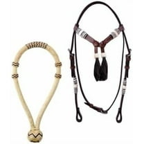 Horse Tack Set Equestrian Handcrafted Western Leather Headstall with Futurity Knots & Braided Rawhide Bosal