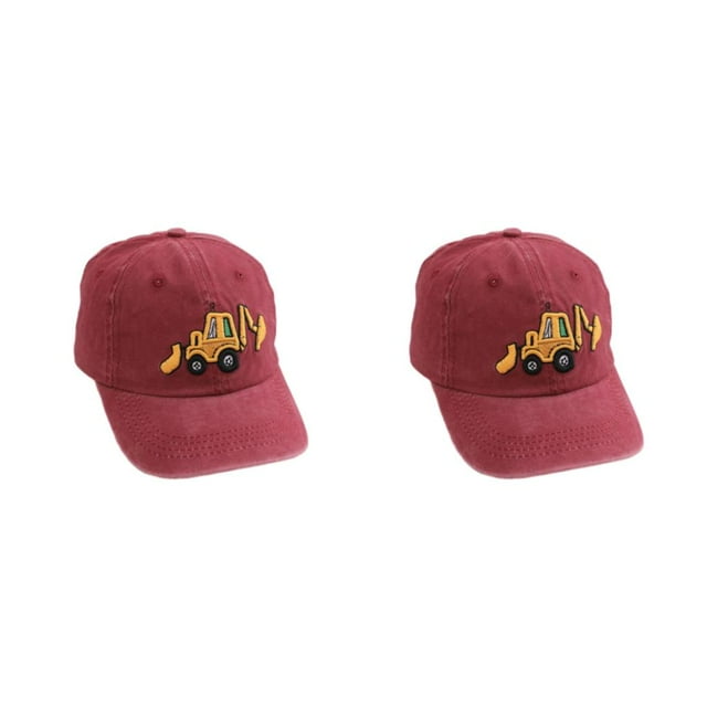 relayinert Sun Protection Baseball Cap For Kids – Stay Protected And Stylish Under Sun Breathable Polyester Kids Baseball Cap wine red 2Set