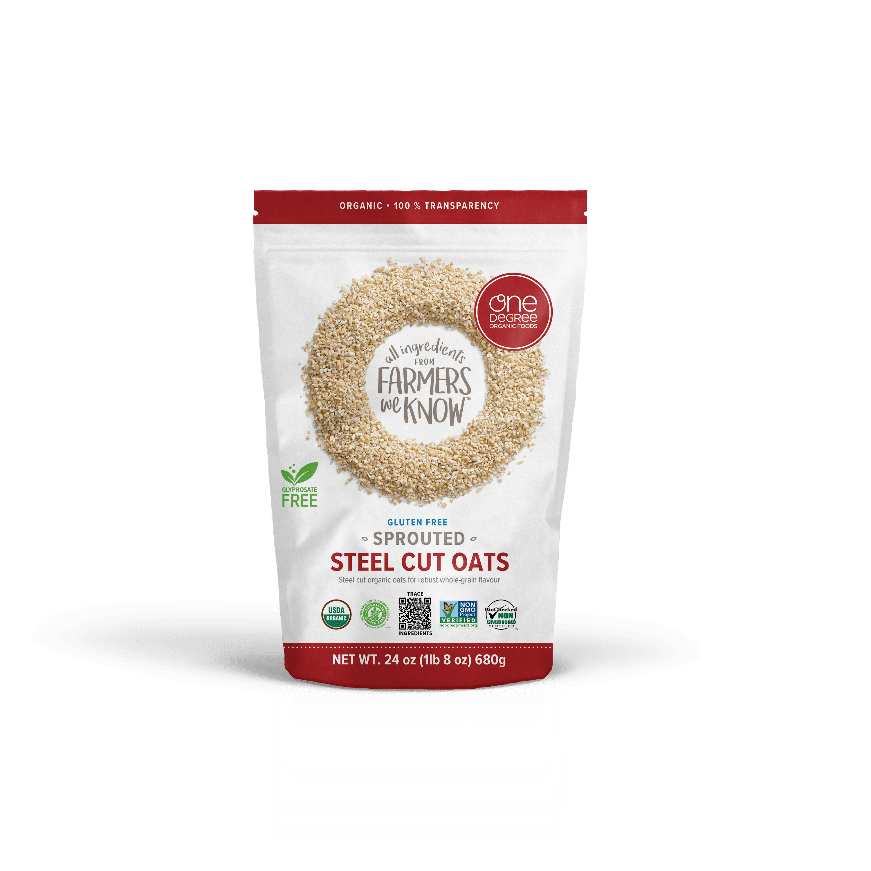One Degree Organic Foods Gluten Free Sprouted Steel Cut Oats, 24