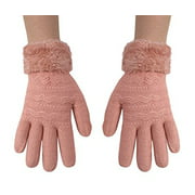 Peach Couture Classic Cable Knit Plush Fleece Lined Double Layer Winter Gloves