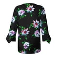 thumbnail image 4 of Dyegold Blouses For Women Dressy Casual 3/4 Flare Sleeve Lace Trim V Neck Floral Print Vintage Tunic Tops Loose Fit Shirts, 4 of 5