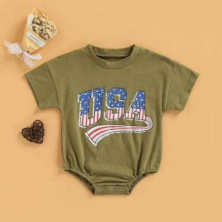 

THE WILD Toddler Girls Boys Pompon Pineapple Print Romper Bodysuit Independence Day