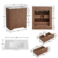thumbnail image 2 of Modern Fluted Bathroom Vanity with Basin – Freestanding Bath Cabinet, 2 Drawers & Turn over-Down Drawer, Easy to Assemble & Clean, Single Basin Vanity Set, Walnut, 30 Inches, 2 of 8