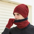 thumbnail image 3 of 3 Pieces Winter Warm Hat Scarf Glove Set Knit Thick Beanie Scarves Cap for Men, 3 of 5