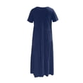 thumbnail image 4 of LEEYNEER Women’s Loose Maxi Dress Short Sleeve Crewneck Asymmetric Swing Tiered Beach Long Dresses Casual Summer Boho Dress, 4 of 5
