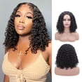 thumbnail image 4 of Wig with Bangs, Wigs for Women, Short Roll Curly Hair Middle Score Wig Fashion Natural Wig High Temperature Wire 14.17in Long Wig For Women Daily Life, 4 of 6
