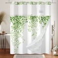 thumbnail image 5 of Mizhona Nature Green Leaves Hookless Shower Curtain with Snap in Liner，No Hooks Fabric Bath Curtain,71"× 71", 5 of 6