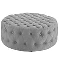 thumbnail image 1 of Modway Amour Fabric Upholstered Button-Tufted Round Ottoman in Light Gray, 1 of 4