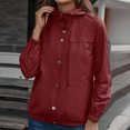 thumbnail image 4 of Chaqueta Gibobby Ligeras Largas Impermeable de Manga Larga para Mujer con Capucha Vino XL, 4 of 5