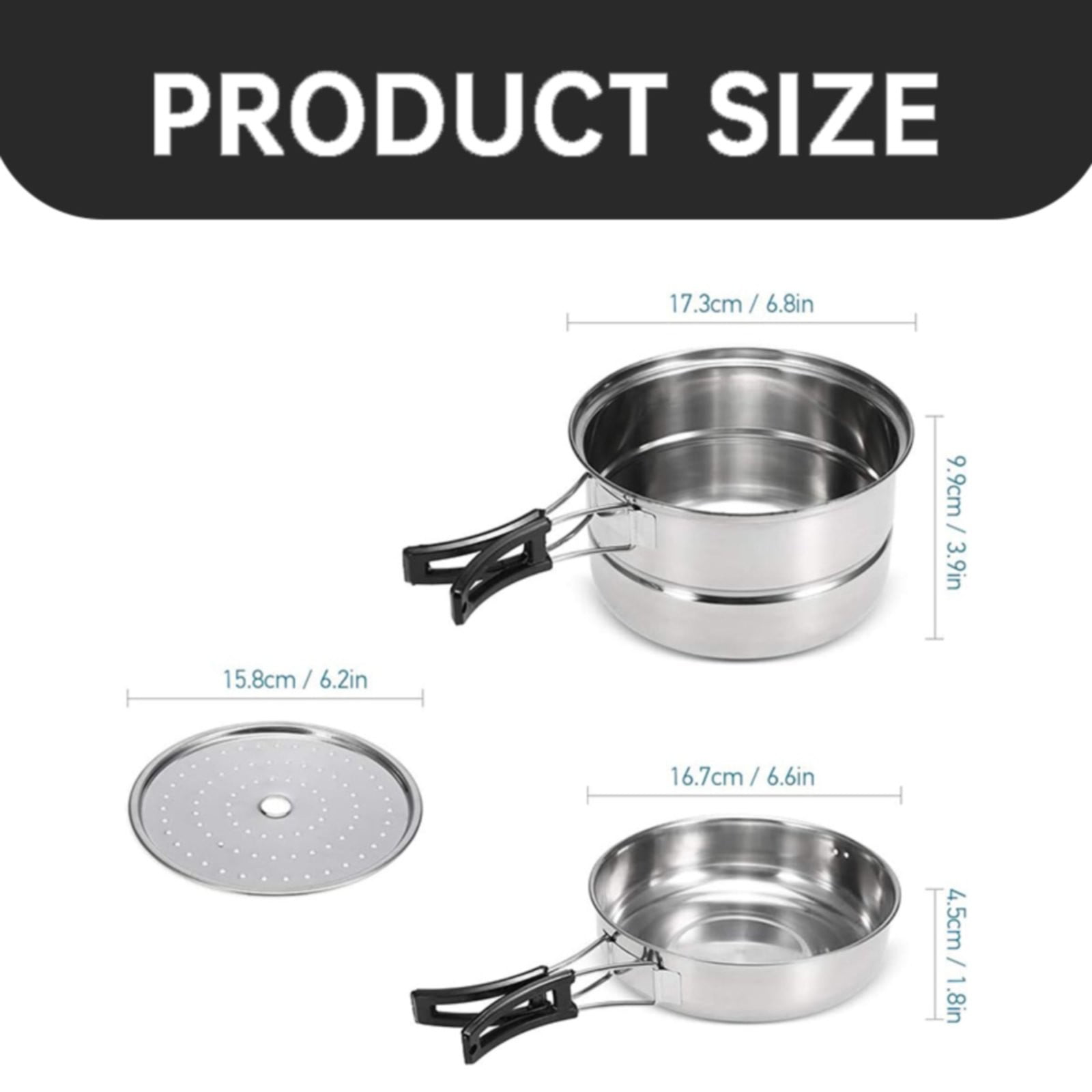 witspace 3pcs/set Stainless Steel Cookware Set Flat Bottom Frying Pan Soup Pot Milk Pot Kit Induction Cooker Cooking Pan for Home Kitchen, Dishwasher and Oven Safe