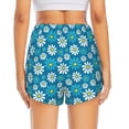 thumbnail image 4 of Xecao's Daisies Flowers for a double-layer running short for women, perfect for gym, tennis, and more, featuring a convenient pocket., 4 of 9
