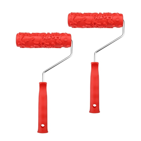 2 Pieces 7" Textured Paint Roller with Flower Patterns, Rubber Texture Roller for Painting, DIY Patterned Drywall Mud Texture Tools for Embossing Wall Art Design Household Decoration