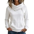 thumbnail image 2 of Shihyeh Women's Cowl Neck Hooded Sweatshirt Long Sleeve Front Pocket Casual Warm Top for Women, 2 of 6