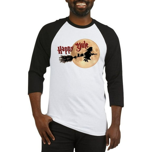 CafePress - Happy Yule Baseball Jersey - Cotton Baseball Jersey, 3/4 Raglan Sleeve Shirt