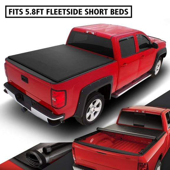 DNA Motoring For 09-22 Dodge Ram 1500 5.7 Ft Fleetside Truck Bed Soft Top Roll-Up Tonneau Cover