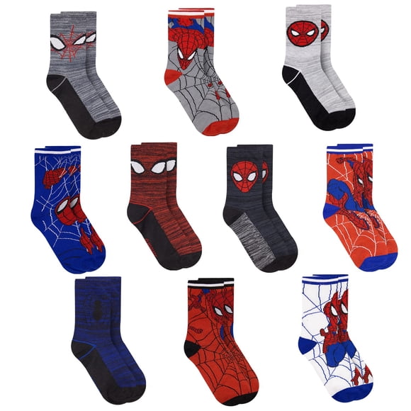 Calcetines Marvel Spiderman para niños, paquete de 10, 2 a 10 años
