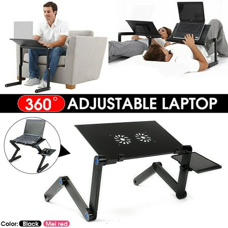 360° Foldable Laptop Notebook Desk Table Fans Stand Portable Desk Bed Sofa