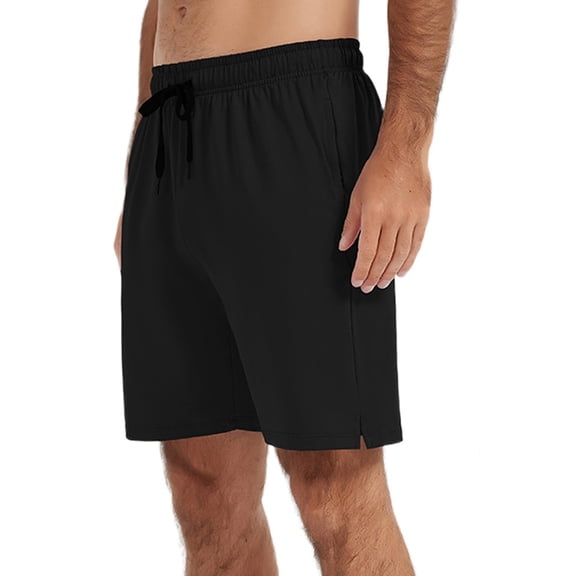 Breezora Mens Workout Shorts with Side Pockets and Elastic Waist Activewear for Running Training Basketball and Gym In Lightweight Breathable Fabric L Size Black