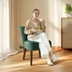 thumbnail image 5 of Silla de salón moderna sin brazos, tapizada en terciopelo verde, estilo mid-century, patas de madera ajustables, asiento acolchado, adecuada para dormitorio, cocina y oficina. Color: Verde., 5 of 7