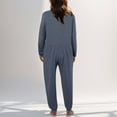 thumbnail image 4 of HXWCHs Women's Floral Jumpsuit, Women's Casual Oversized V-Neck Long Sleeve Loose Jumpsuit Romper Comfortable Wear XXL Blue, 4 of 6