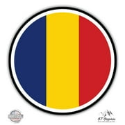 Romania Flag - 3" Vinyl Sticker - For Car Laptop I-Pad Phone Helmet Hard Hat - Waterproof Decal