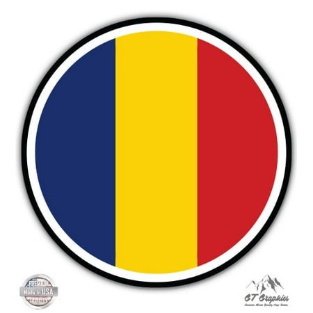 Romania Flag - 3" Vinyl Sticker - For Car Laptop I-Pad Phone Helmet Hard Hat - Waterproof Decal