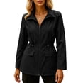 thumbnail image 2 of gbyLJF Women's Waist Cinched Windbreaker Jackets Zip Up Hooded Waterproof Coats Outdoor Travel Hiking Rain Jacket with Pockets, 2 of 6
