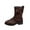 Brown, variant on Womens Riding Boots Fashion Splice Leather Lace up High Top Winter Motorcycle Booties Lug Sole Low Heel Mid Calf Boots Black 6