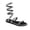 BLACK, variant on Women’s Rhinestone Flat Sandals, Sparkly Lace Up Ankle Wrap Sandals, Open Toe Dressy Summer Beach Sandals for Women
