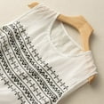 thumbnail image 4 of Holzkary Linen Tank Tops for Women,Sleeveless Tops Casual Summer Loose Fit T Shirts Solid Color Tunic Tank Tops Crew Neck Tee Sleeveless Vest Suspender Solid Color Embroidered Vest Top White M, 4 of 5