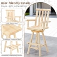 thumbnail image 6 of EPICOZY 3-Piece Outdoor Bar Set, Solid Log Wood Swivel Adirondack Chairs Set of 2 with Bar Height Table, 500 LBS Heavy Duty Rustic Patio Bistro Set for Porch, Deck, Pub, Cabin, Natural, 6 of 7