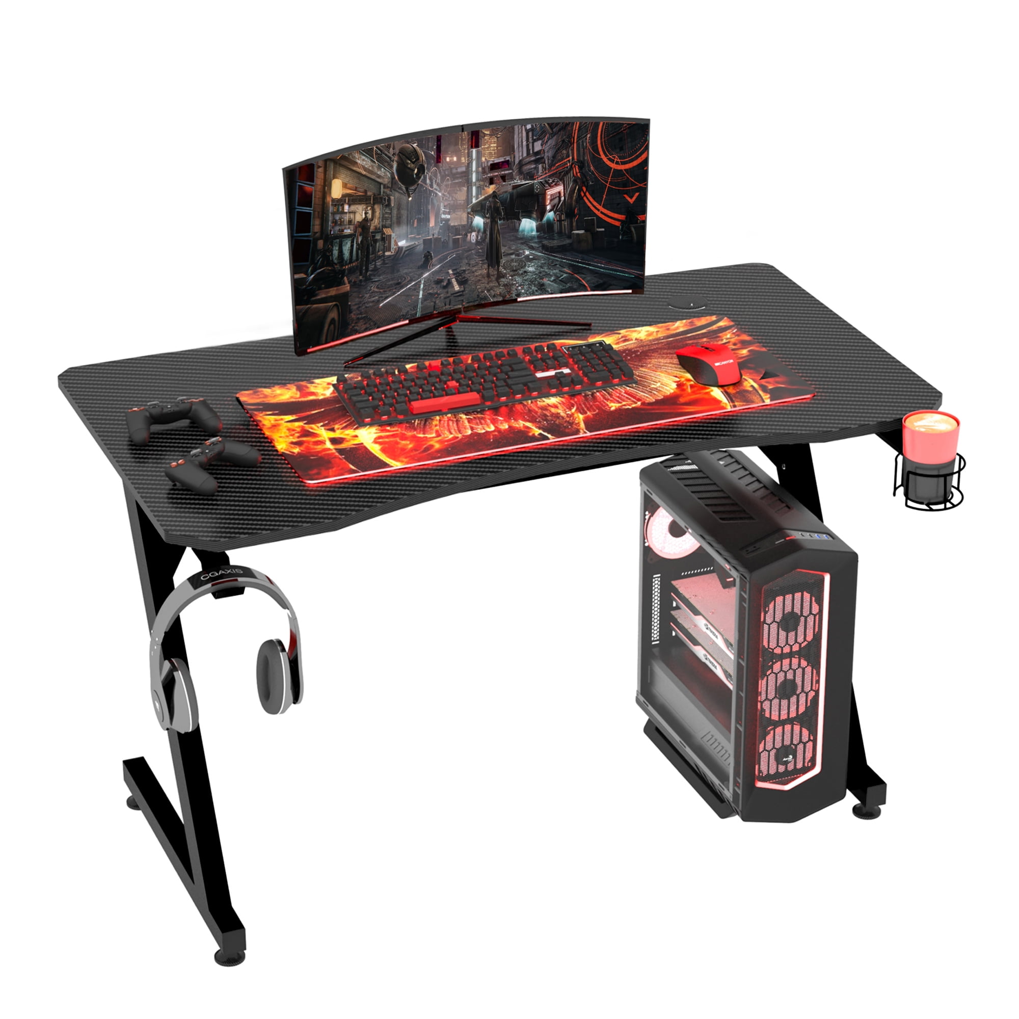 47.25" Gaming Desk Computer Home Office Gamer Table Workstation Metal Frame with Cup